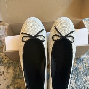 Rothy's White & Silver Metallic Ballet Flats